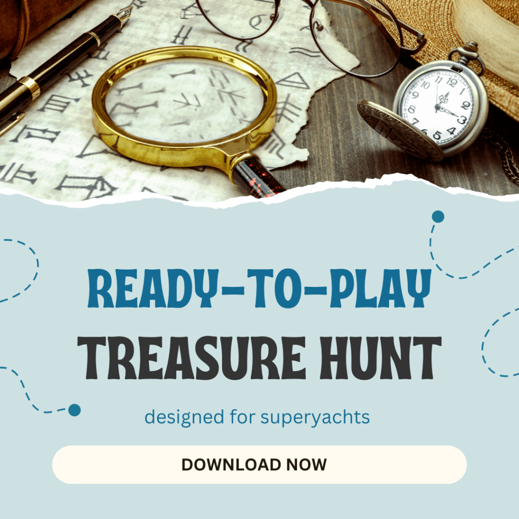 superyacht ready to play pirate scavenger treasure hunt